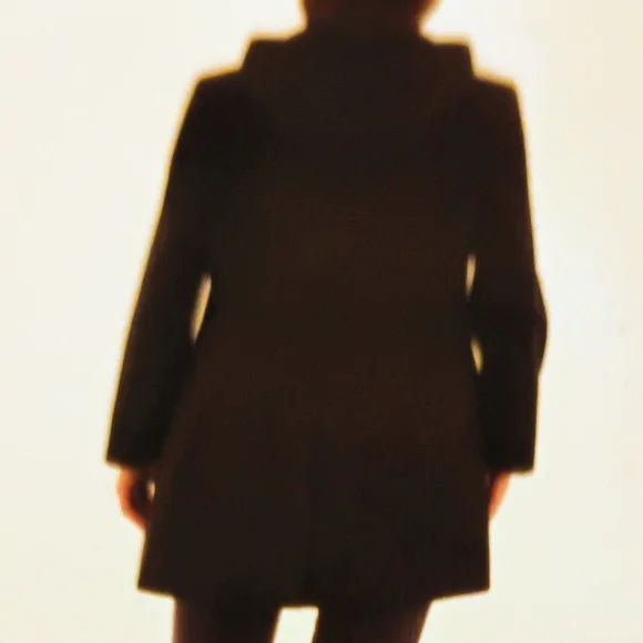 Anne Klein Black Trench Coat Snap Front Closure Removable Hood - Picture 5 of 6